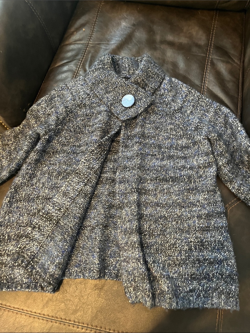 Carole Little Blue Marled Button-Front Women’s Cardigan